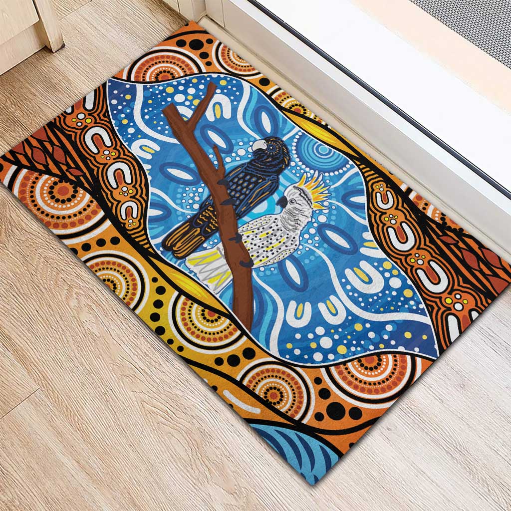 Australia Birds Aboriginal Art Rubber Doormat