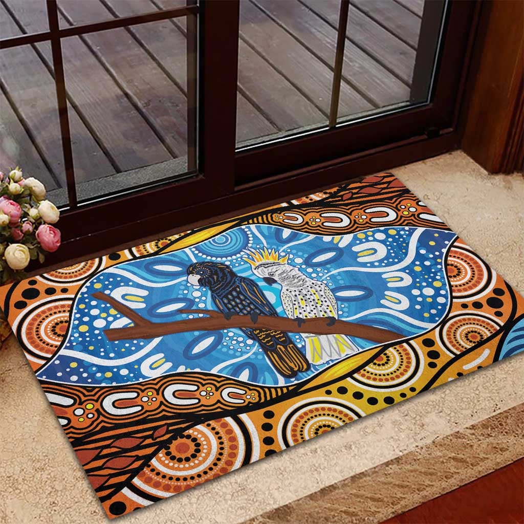 Australia Birds Aboriginal Art Rubber Doormat