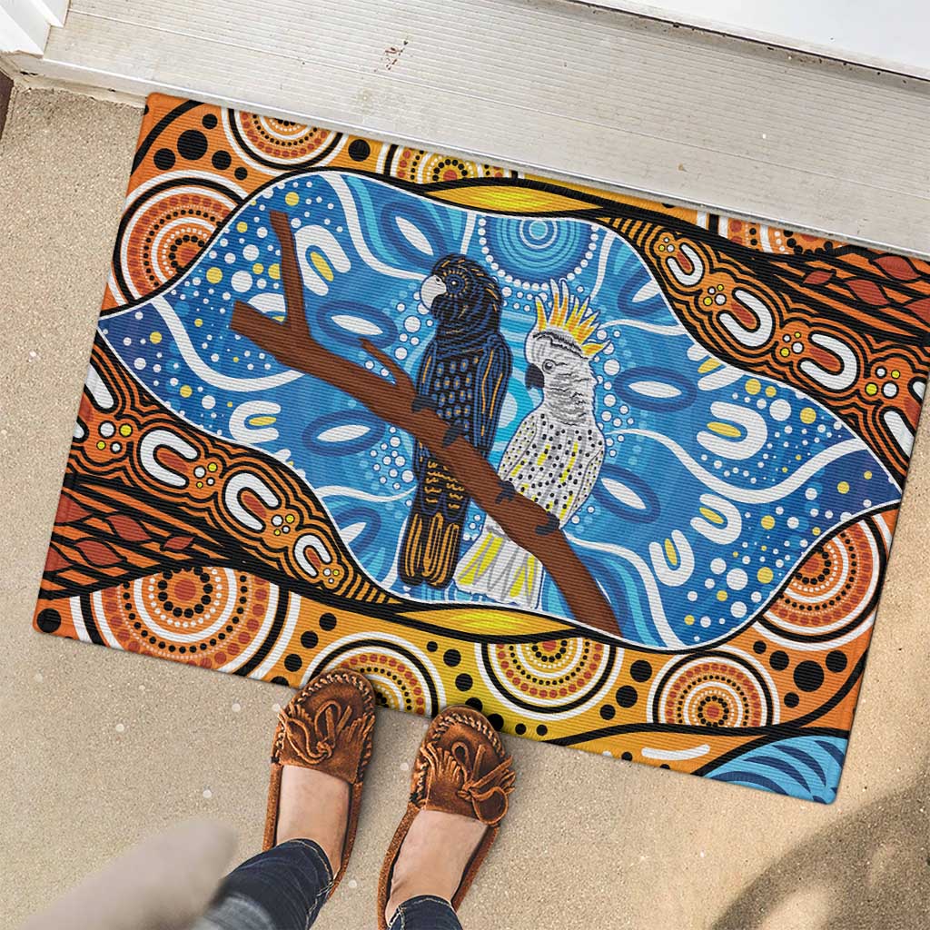 Australia Birds Aboriginal Art Rubber Doormat