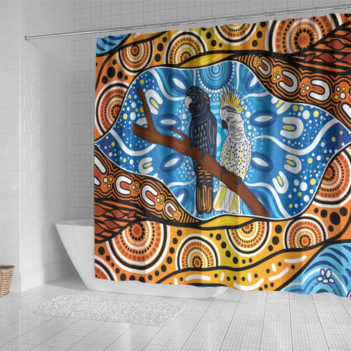 Australia Birds Aboriginal Art Shower Curtain