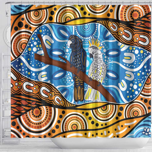 Australia Birds Aboriginal Art Shower Curtain