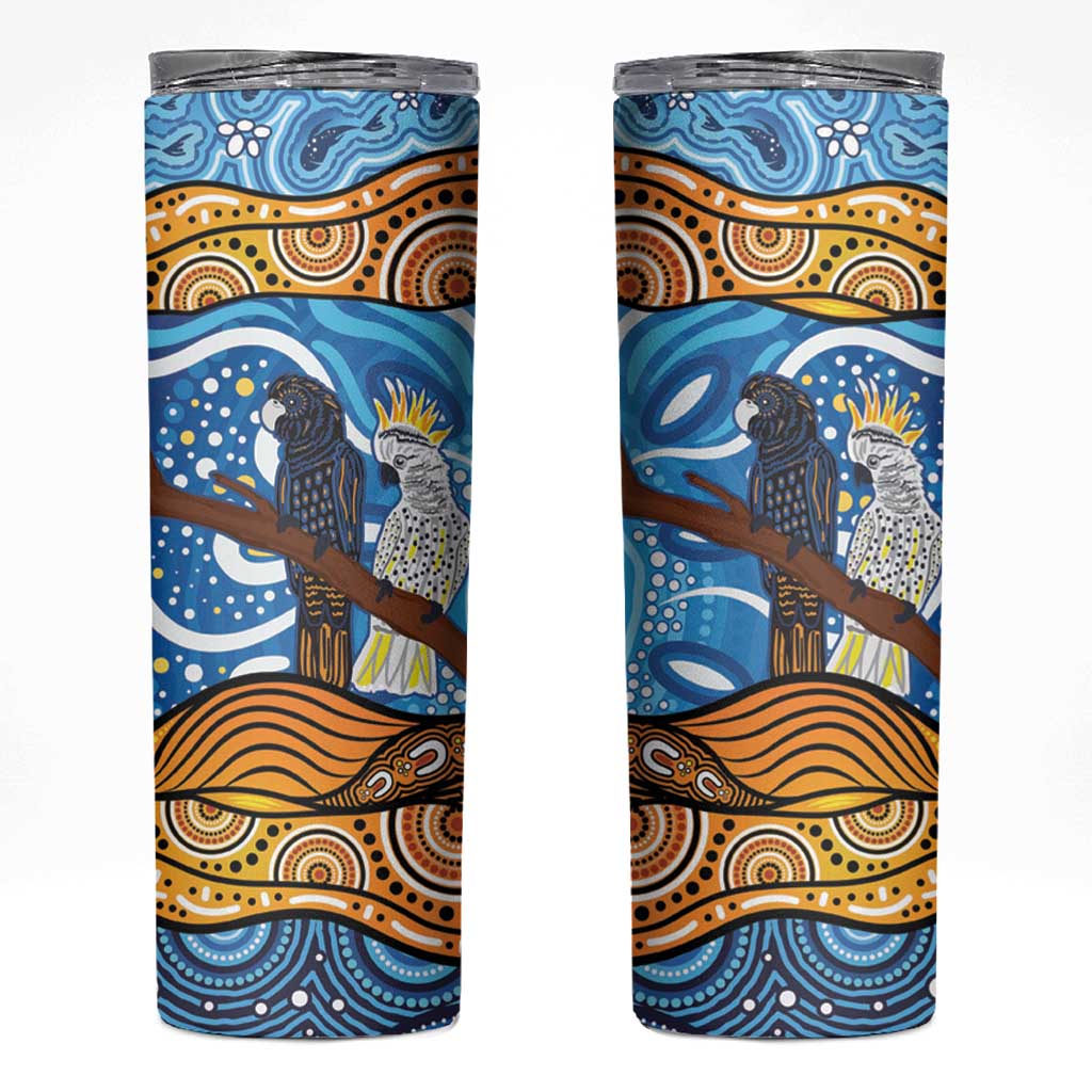 Australia Birds Aboriginal Art Skinny Tumbler
