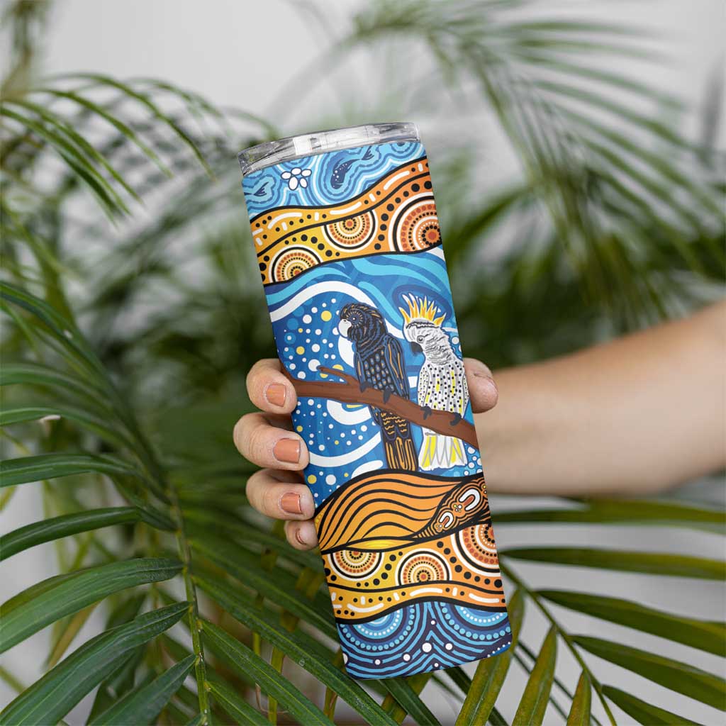 Australia Birds Aboriginal Art Skinny Tumbler