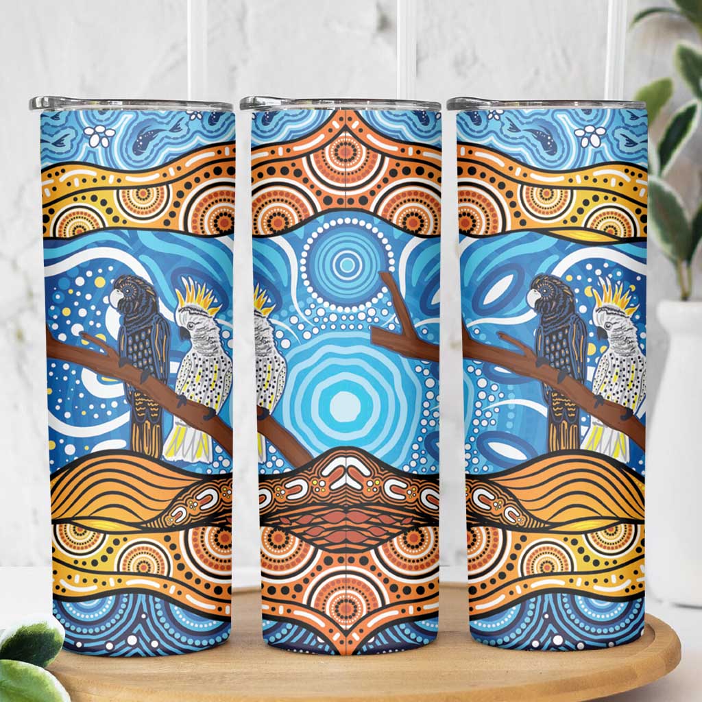 Australia Birds Aboriginal Art Skinny Tumbler