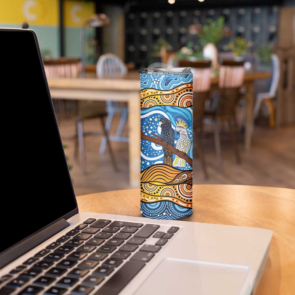 Australia Birds Aboriginal Art Skinny Tumbler