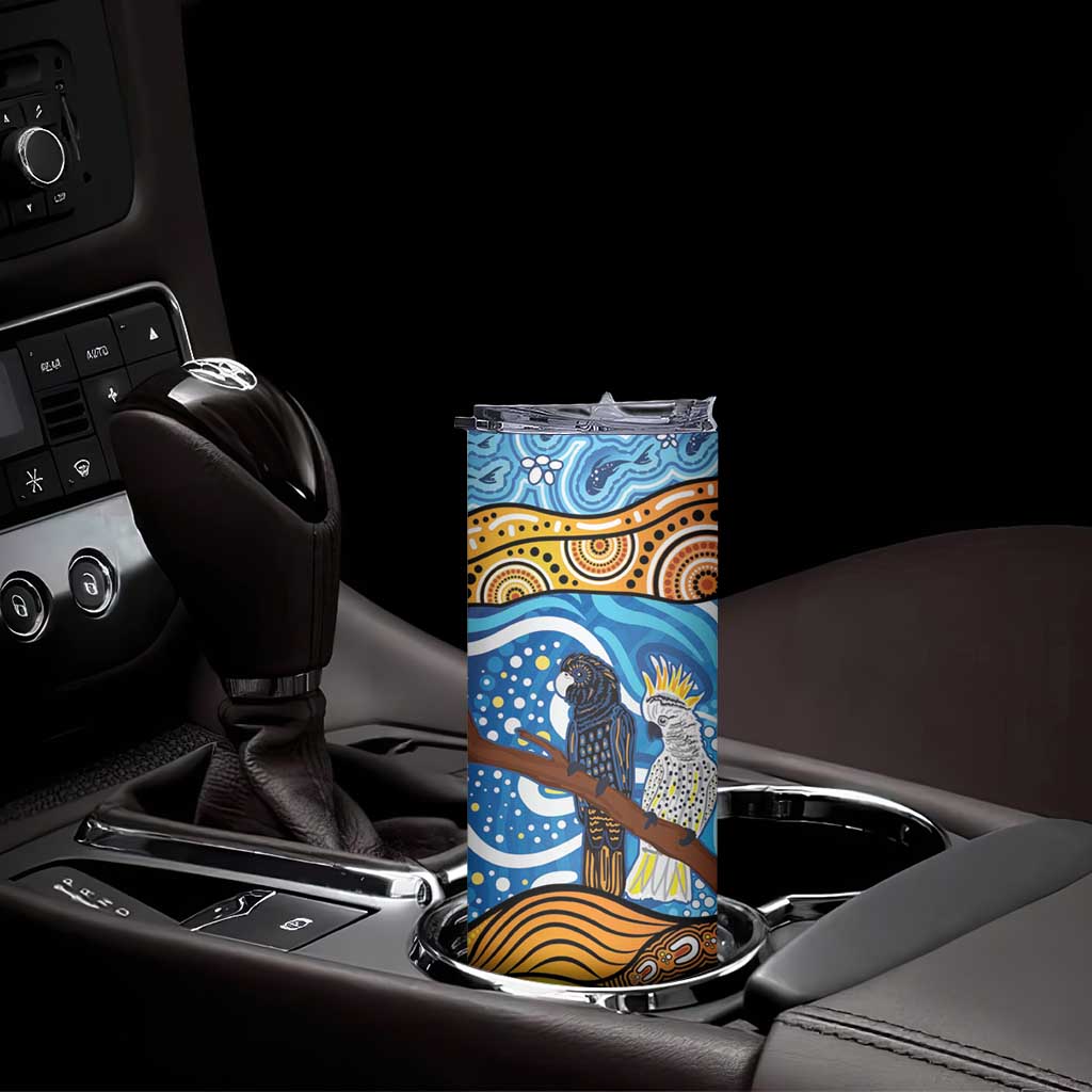 Australia Birds Aboriginal Art Skinny Tumbler