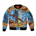 Australia Birds Aboriginal Art Sleeve Zip Bomber Jacket