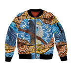 Australia Birds Aboriginal Art Sleeve Zip Bomber Jacket
