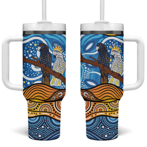 Australia Birds Aboriginal Art Tumbler With Handle