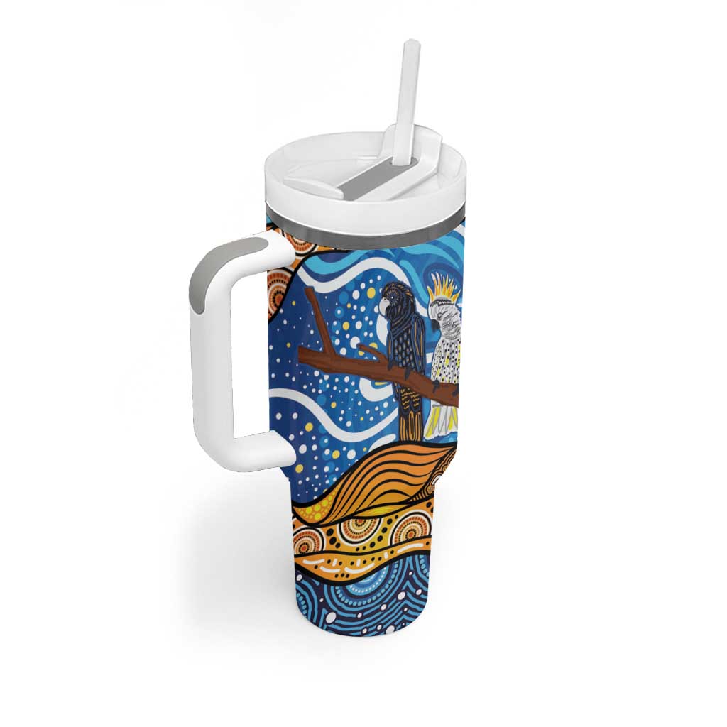 Australia Birds Aboriginal Art Tumbler With Handle