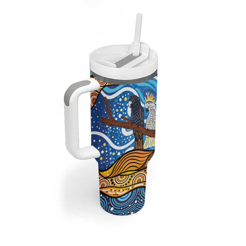 Australia Birds Aboriginal Art Tumbler With Handle
