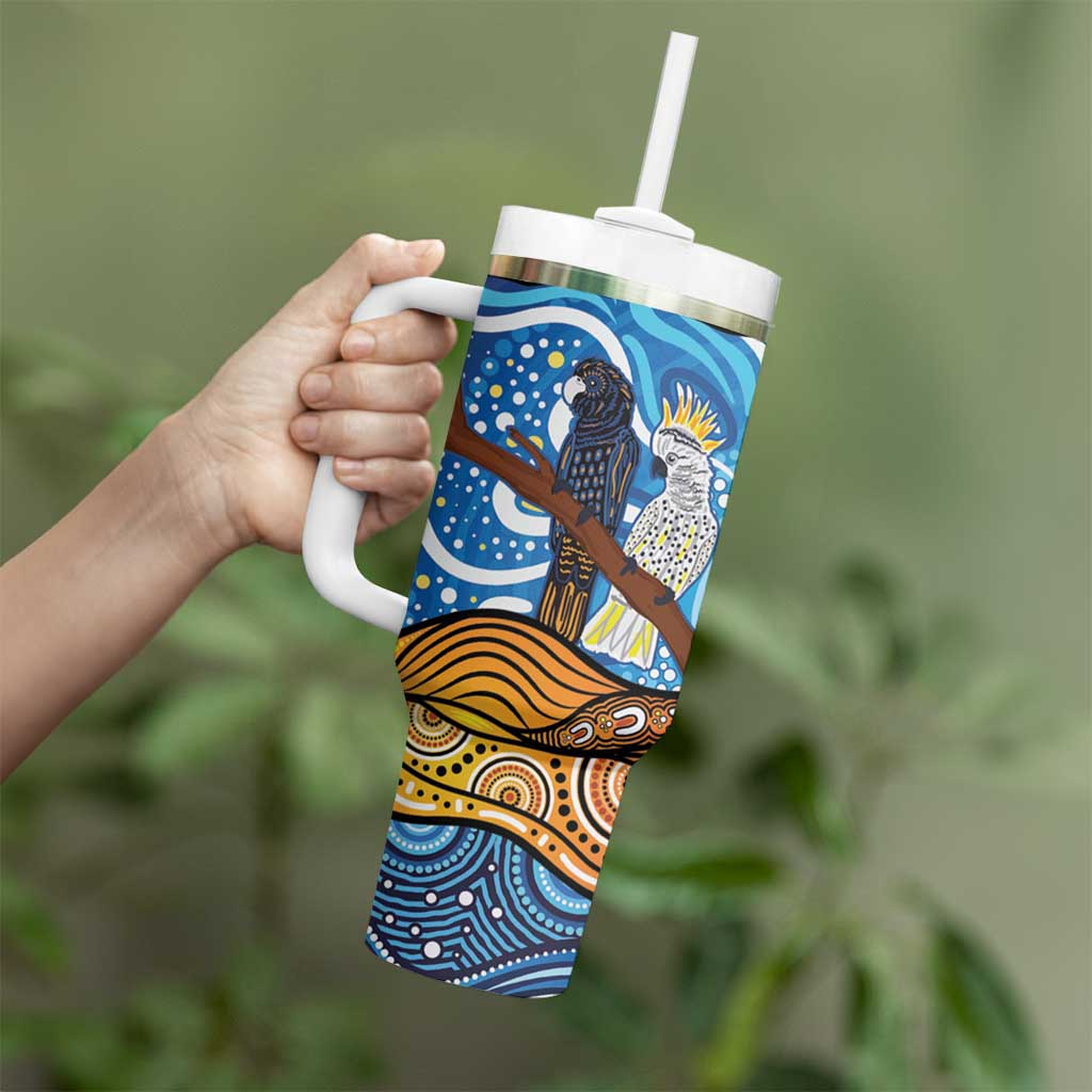 Australia Birds Aboriginal Art Tumbler With Handle