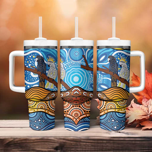 Australia Birds Aboriginal Art Tumbler With Handle