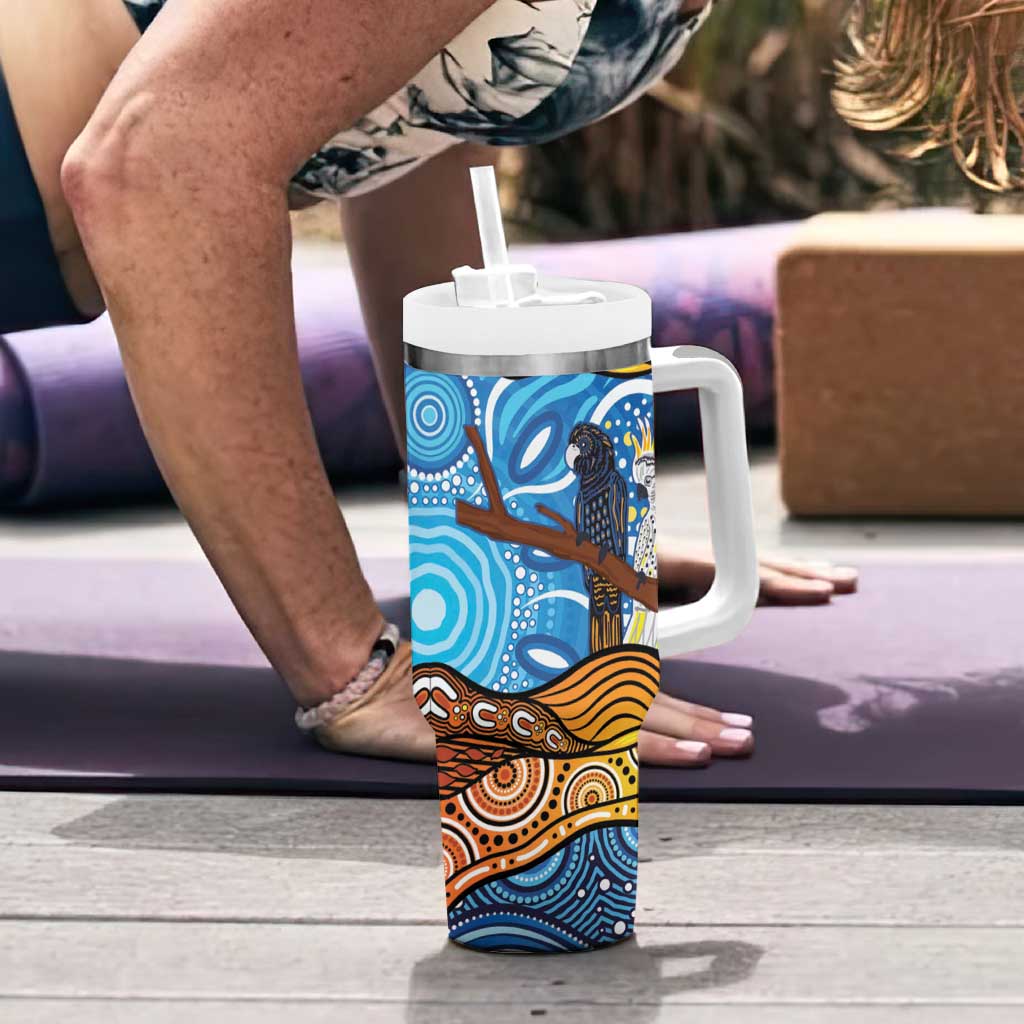 Australia Birds Aboriginal Art Tumbler With Handle