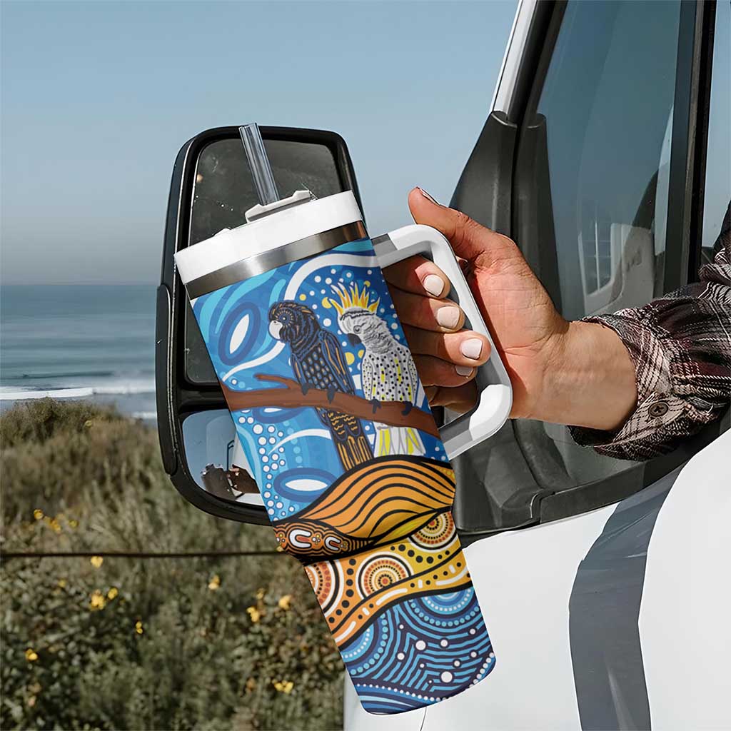 Australia Birds Aboriginal Art Tumbler With Handle
