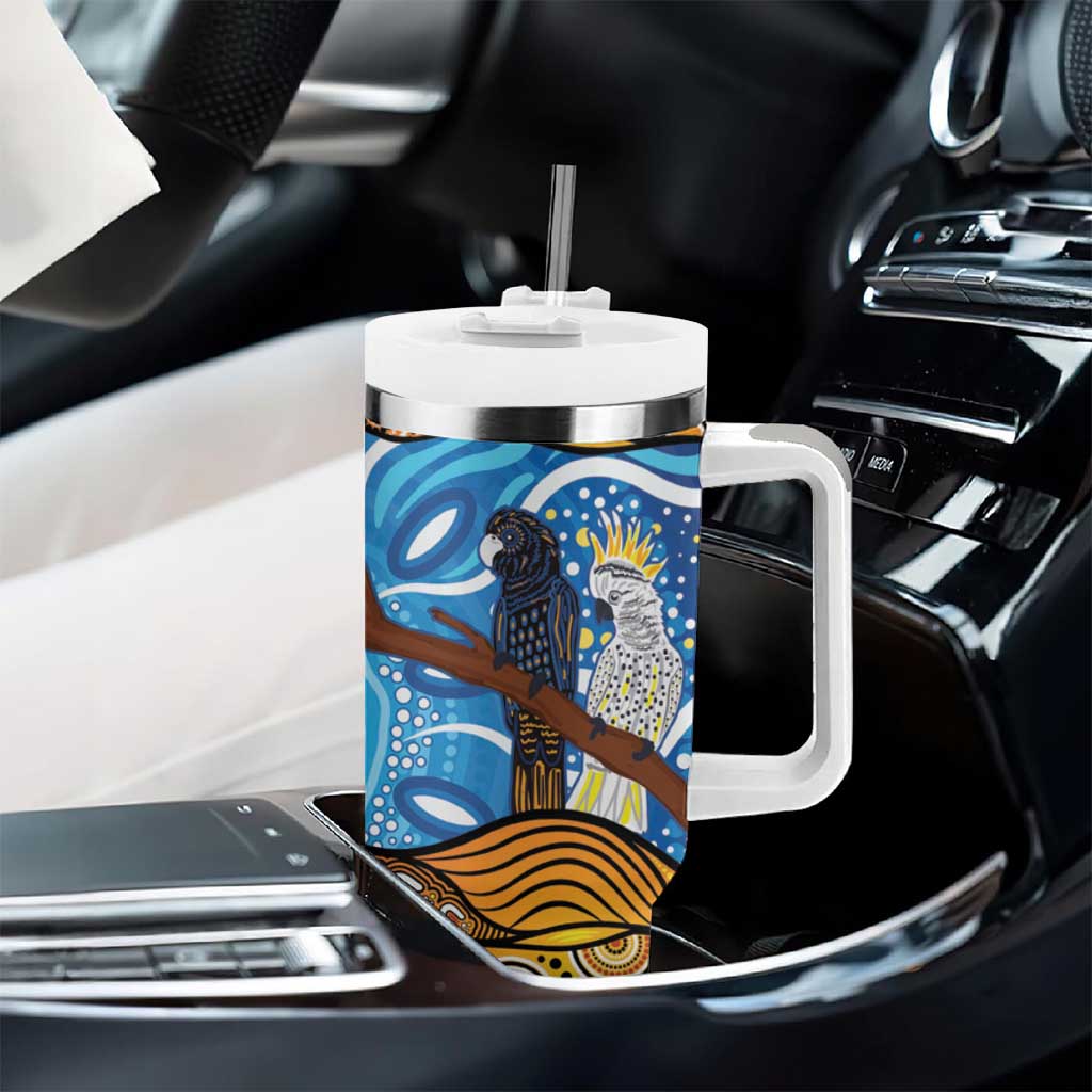Australia Birds Aboriginal Art Tumbler With Handle