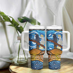 Australia Birds Aboriginal Art Tumbler With Handle