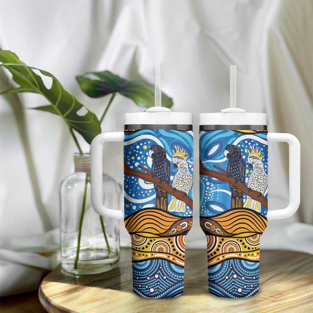 Australia Birds Aboriginal Art Tumbler With Handle