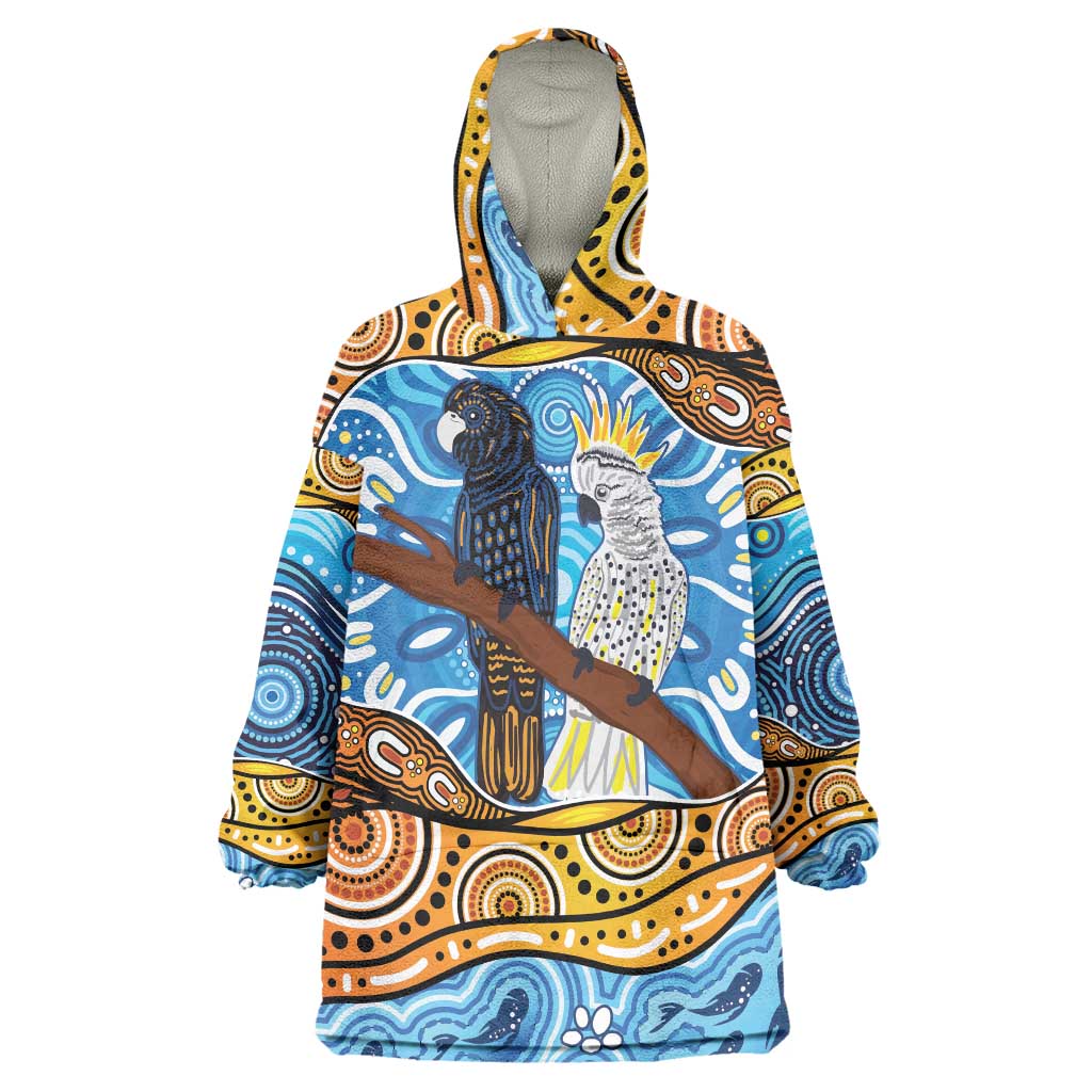 Australia Birds Aboriginal Art Wearable Blanket Hoodie