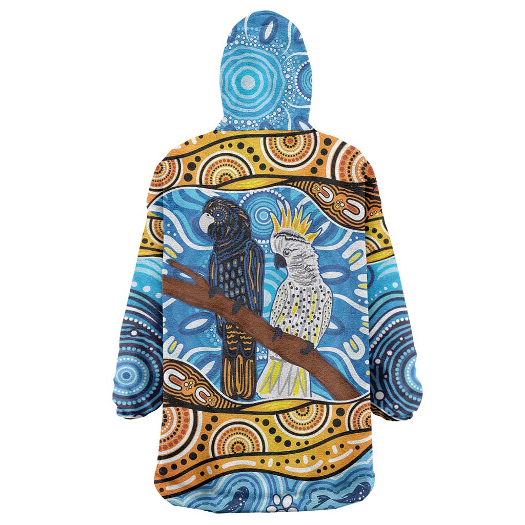 Australia Birds Aboriginal Art Wearable Blanket Hoodie