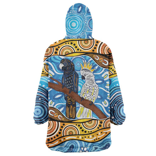 Australia Birds Aboriginal Art Wearable Blanket Hoodie