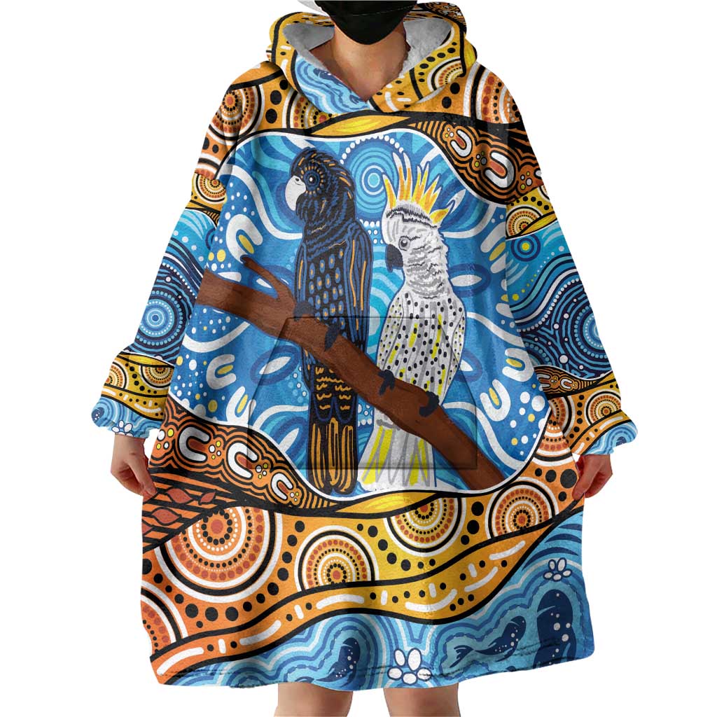 Australia Birds Aboriginal Art Wearable Blanket Hoodie