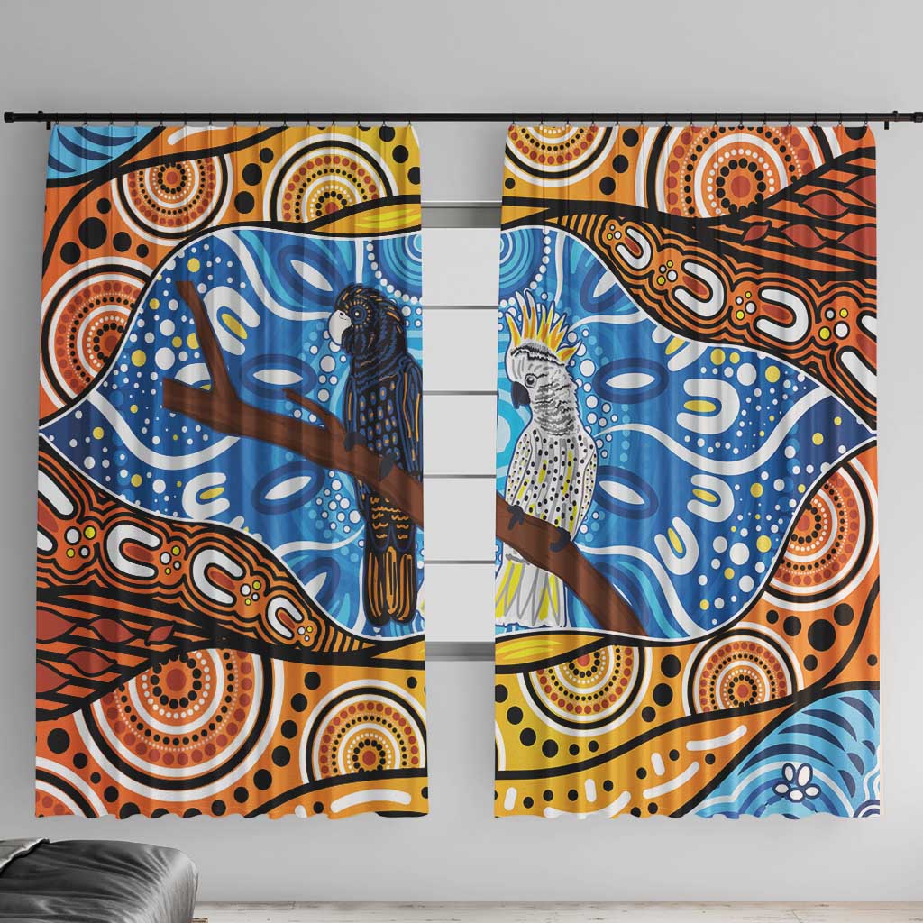 Australia Birds Aboriginal Art Window Curtain