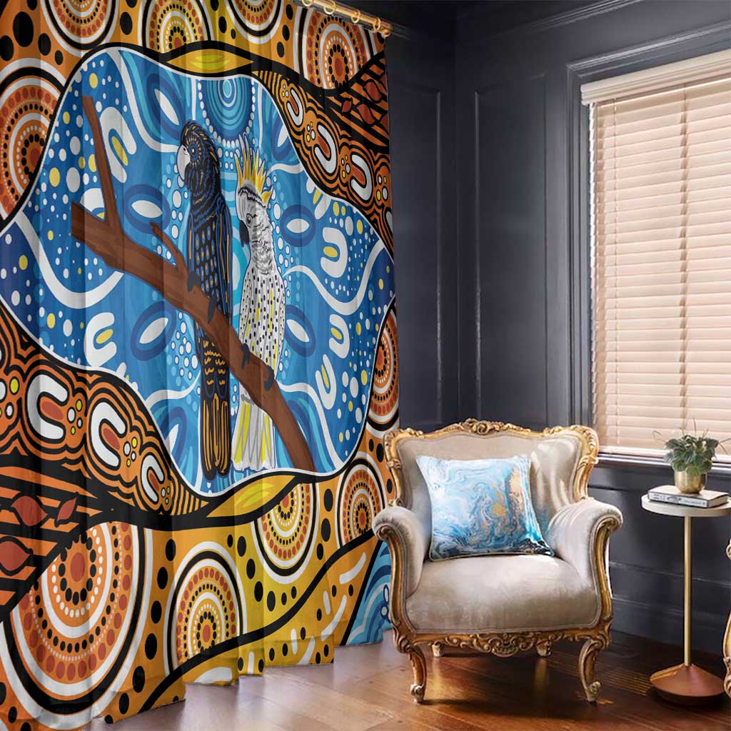 Australia Birds Aboriginal Art Window Curtain