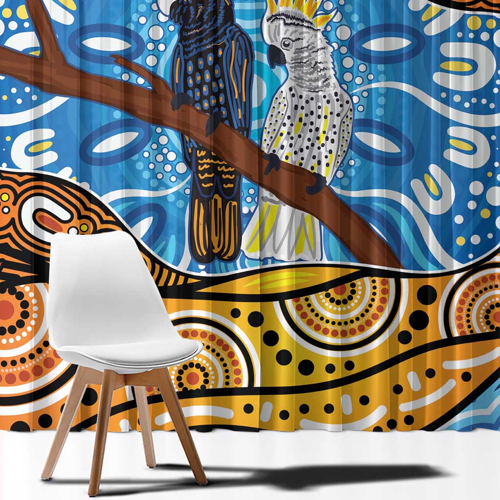 Australia Birds Aboriginal Art Window Curtain