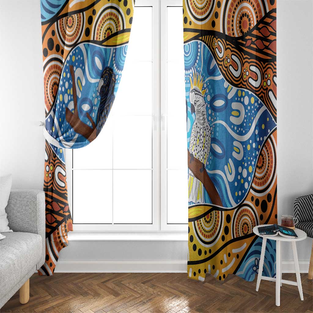 Australia Birds Aboriginal Art Window Curtain