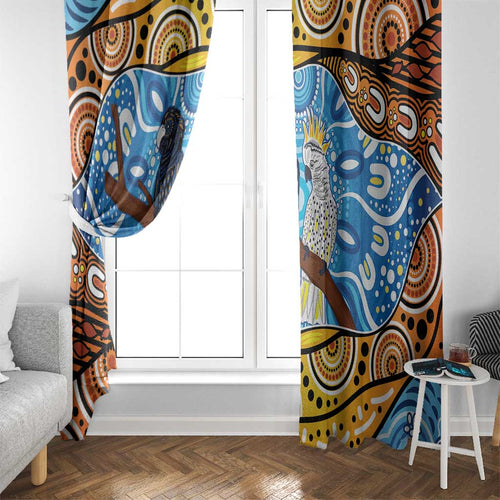 Australia Birds Aboriginal Art Window Curtain