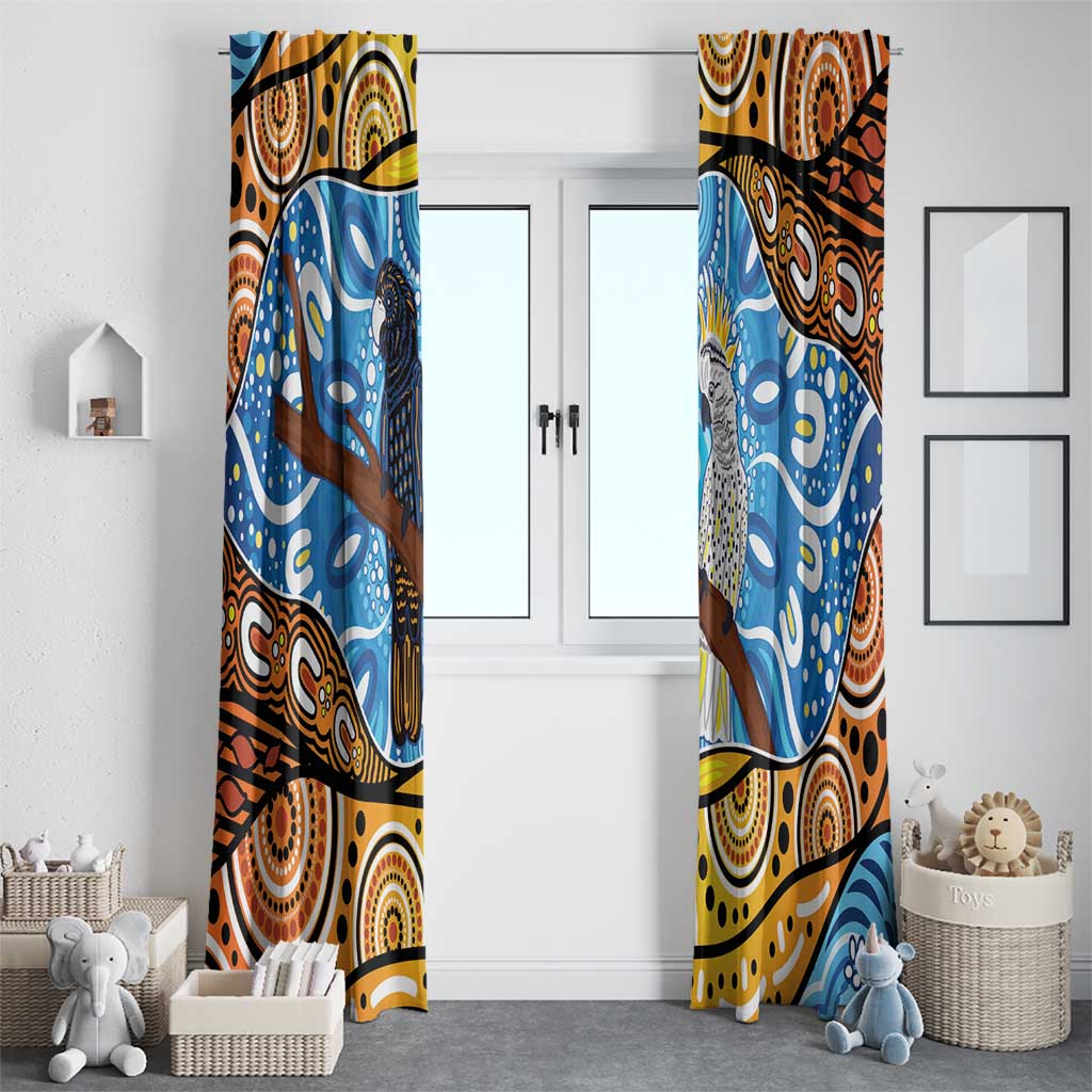 Australia Birds Aboriginal Art Window Curtain