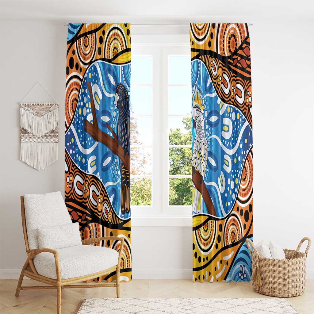 Australia Birds Aboriginal Art Window Curtain