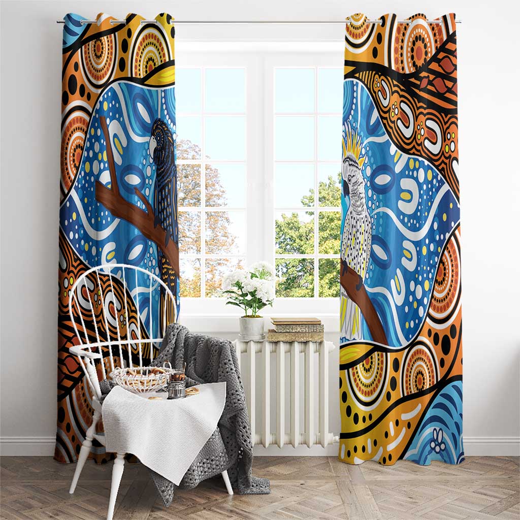 Australia Birds Aboriginal Art Window Curtain