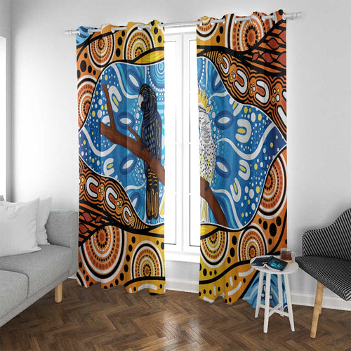 Australia Birds Aboriginal Art Window Curtain