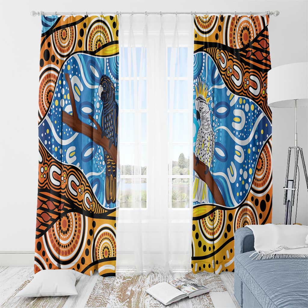 Australia Birds Aboriginal Art Window Curtain