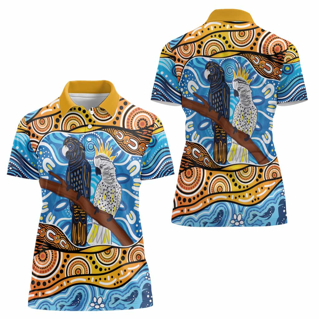 Australia Birds Aboriginal Art Women Polo Shirt