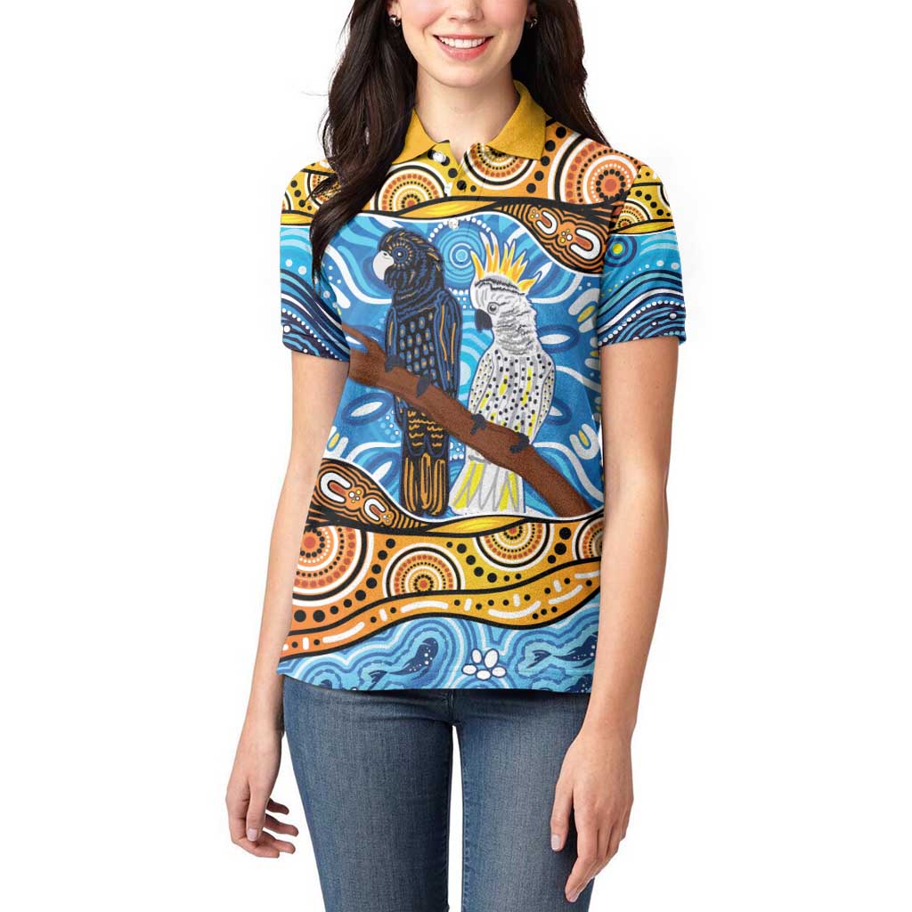 Australia Birds Aboriginal Art Women Polo Shirt