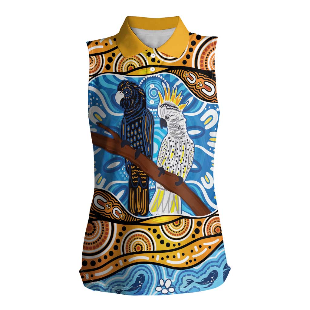 Australia Birds Aboriginal Art Women Sleeveless Polo Shirt