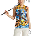 Australia Birds Aboriginal Art Women Sleeveless Polo Shirt