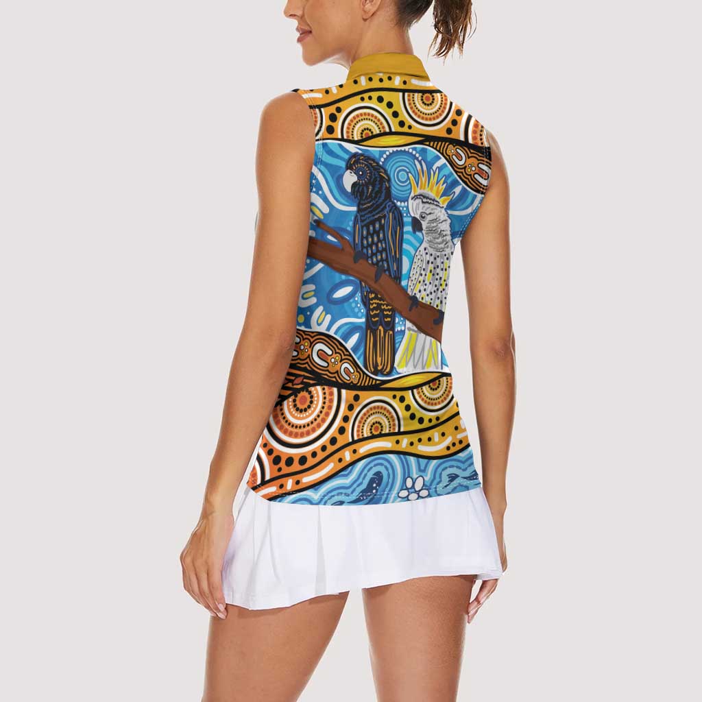 Australia Birds Aboriginal Art Women Sleeveless Polo Shirt