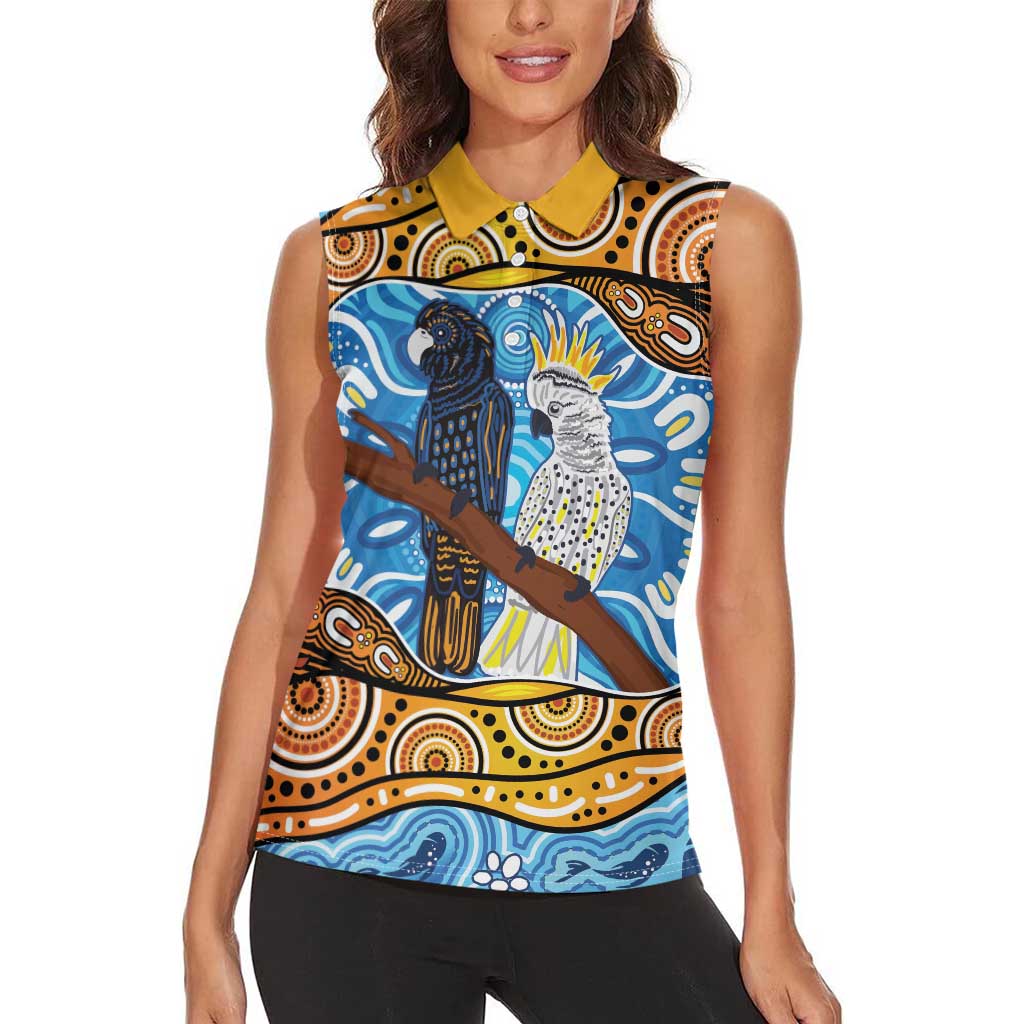 Australia Birds Aboriginal Art Women Sleeveless Polo Shirt