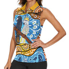 Australia Birds Aboriginal Art Women Sleeveless Polo Shirt