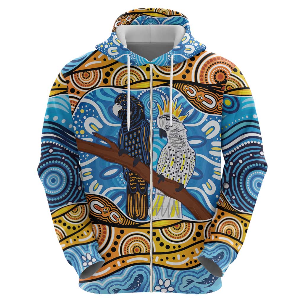 Australia Birds Aboriginal Art Zip Hoodie