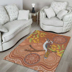 Kookaburra Aboriginal Dot Painting Area Rug