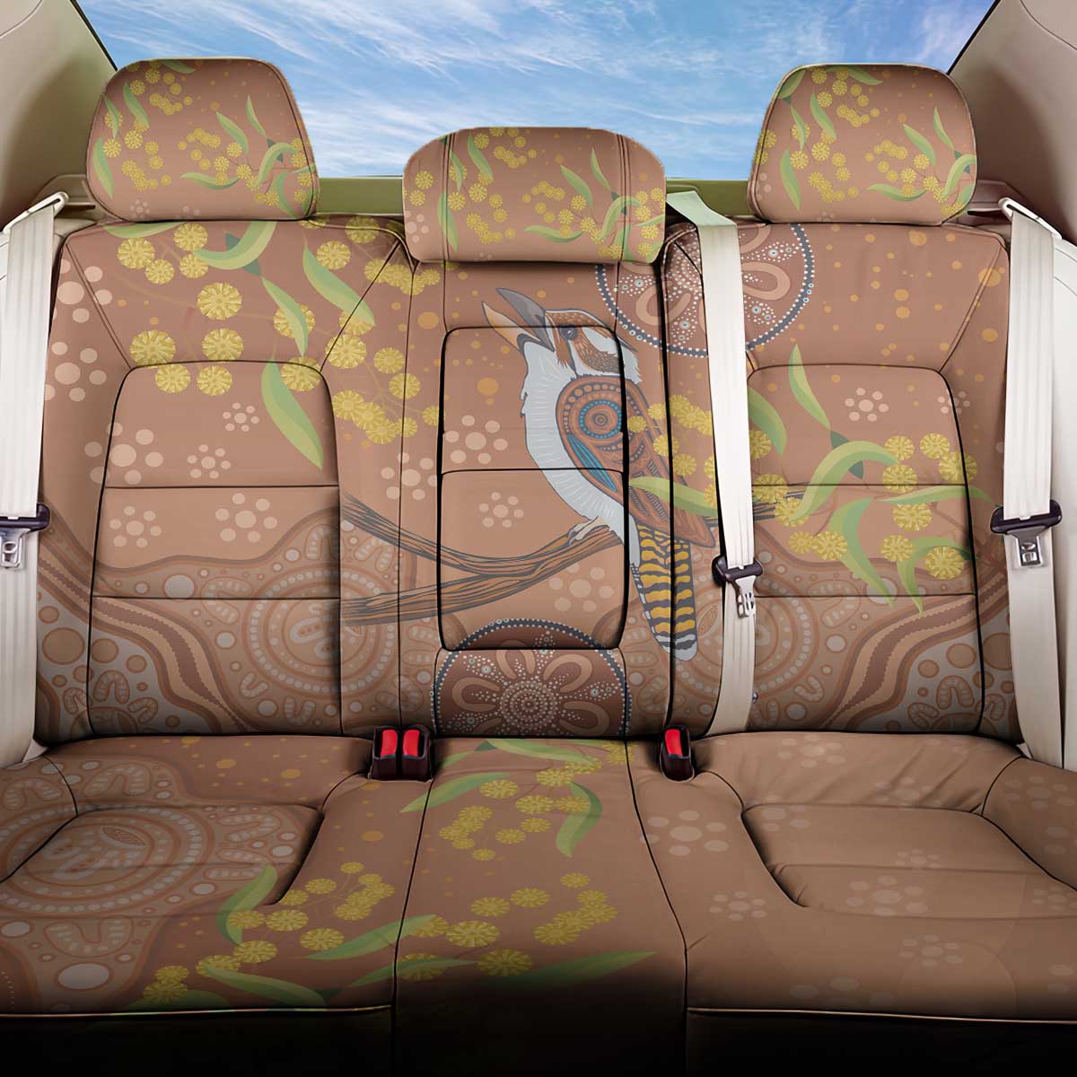 Kookaburra Aboriginal Dot Painting Back Car Seat Cover