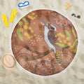 Kookaburra Aboriginal Dot Painting Beach Blanket