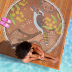 Kookaburra Aboriginal Dot Painting Beach Blanket