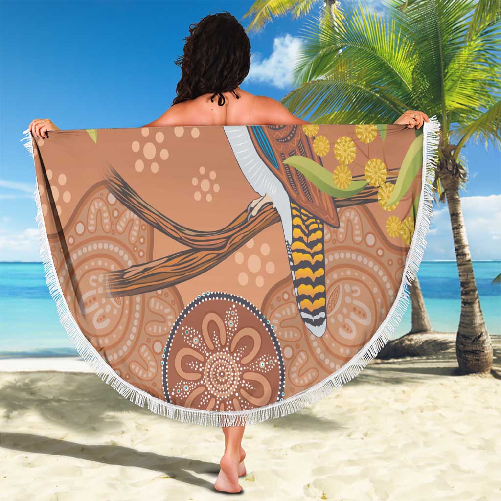 Kookaburra Aboriginal Dot Painting Beach Blanket