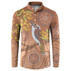 Kookaburra Aboriginal Dot Painting Button Sweatshirt